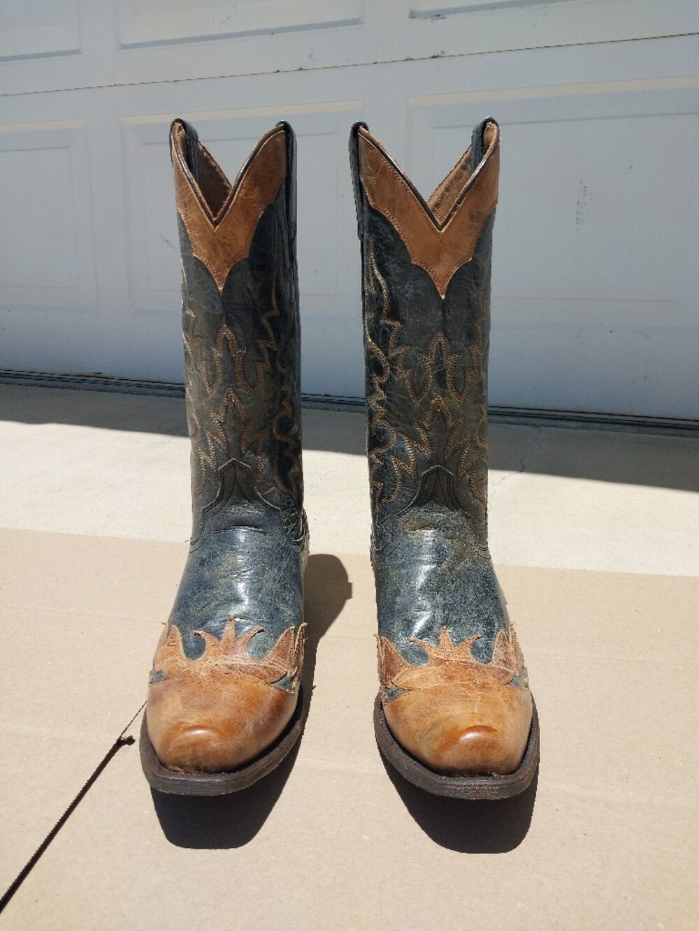 Stetson Sundance Kid Washed Crater Black Handcrafted Cowboy Boots Size 8.5 EE